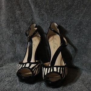 Black White Zebra Marc Fisher Platform Heels